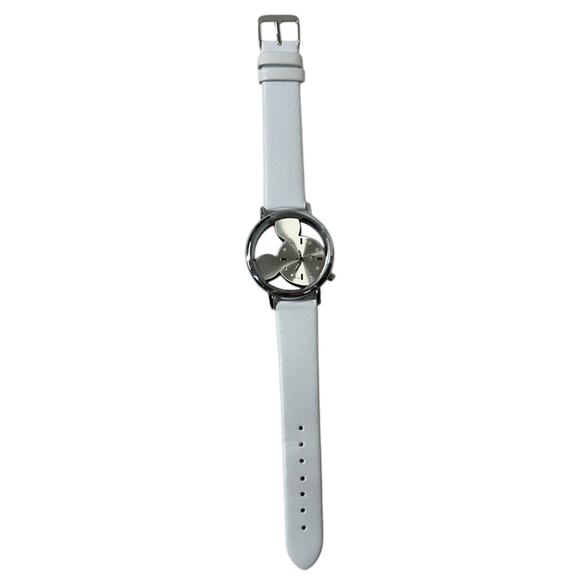 Mickey Mouse Watch Face Silver with White Band‎ Tested! - Picture 1 of 5